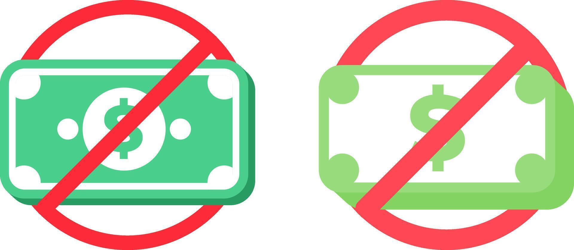 No Money or Payment Icon with Red Prohibition Sign vector