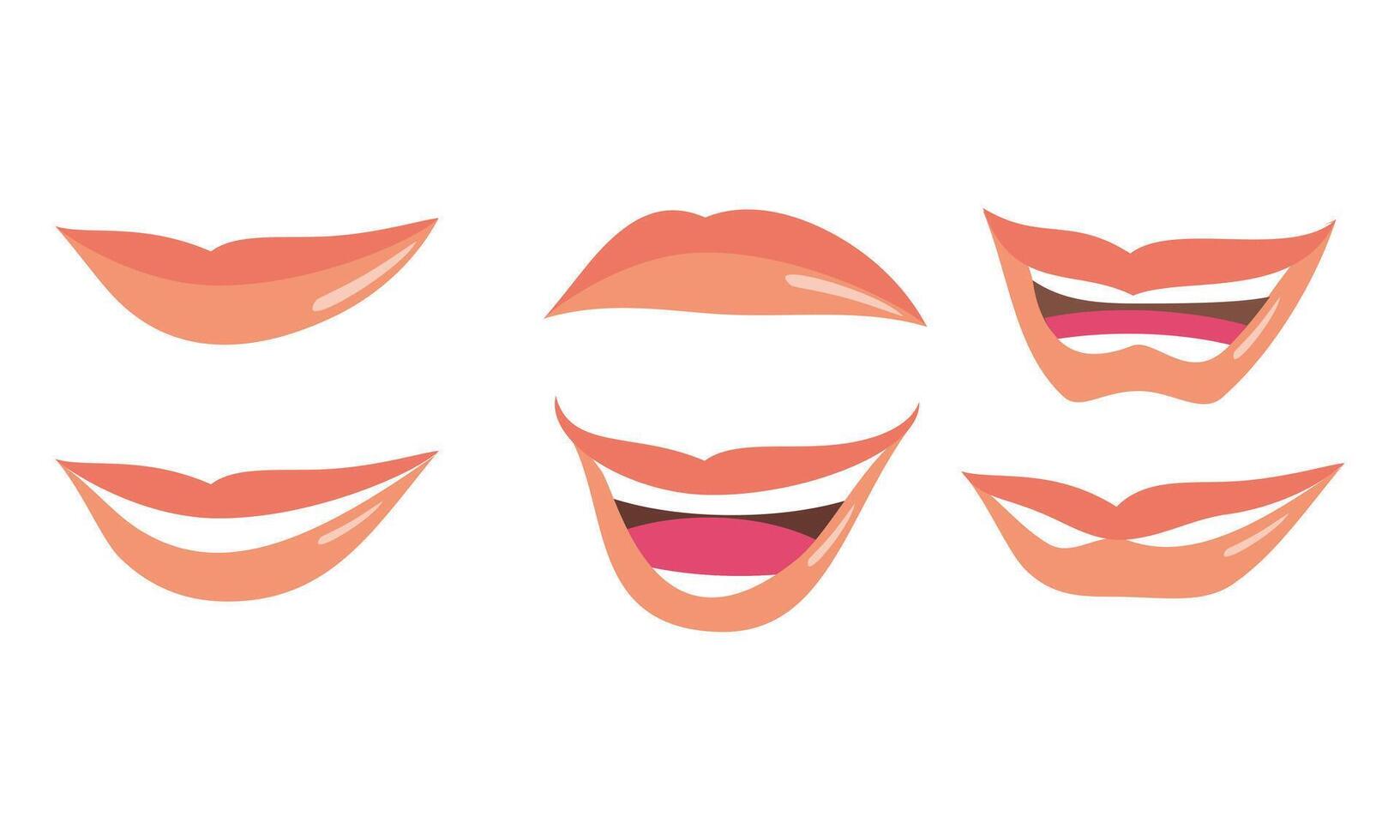 Set of Cartoon Mouth Expressions Showing Various Emotions vector