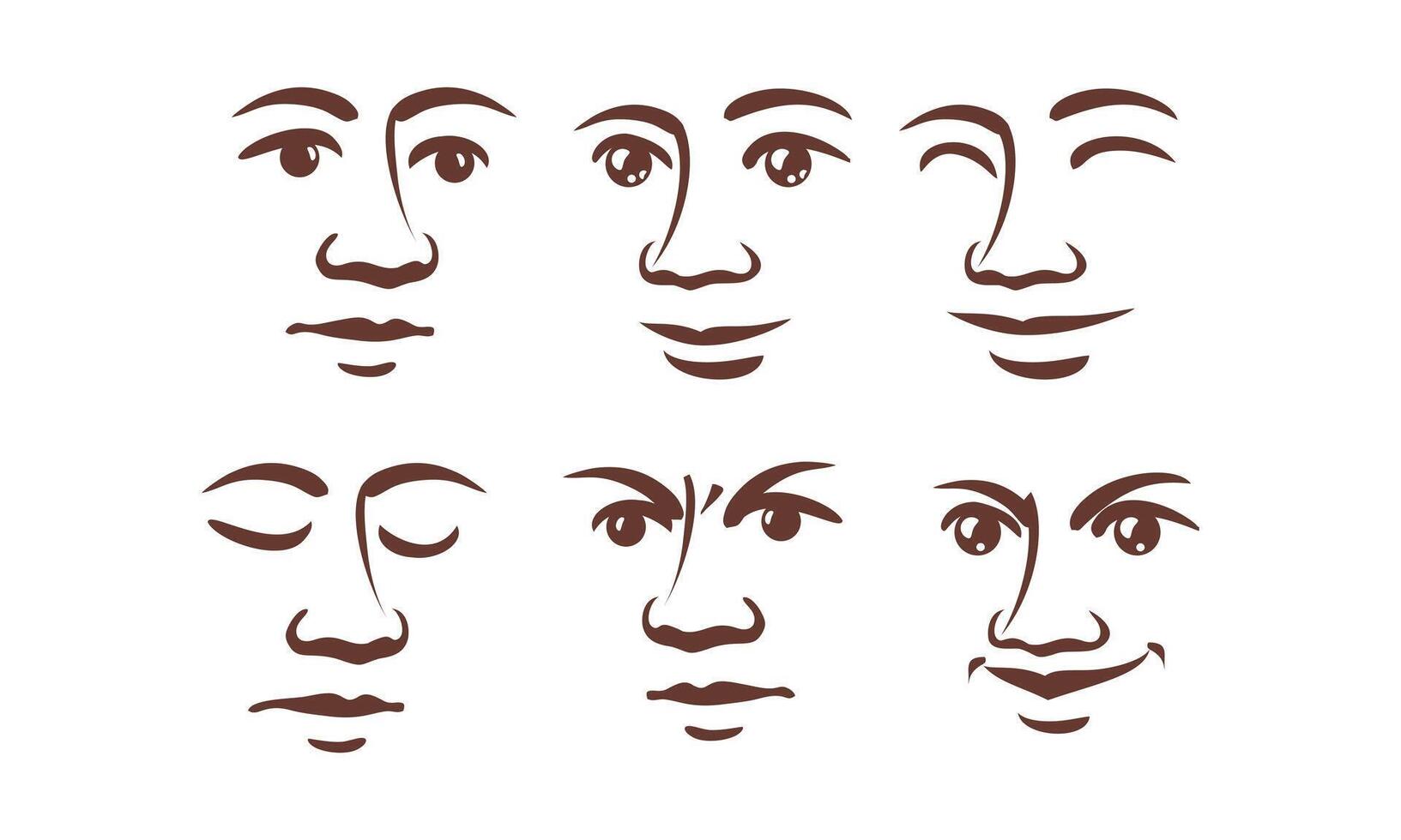 Set of Cartoon Face Expressions Showing Various Emotions vector