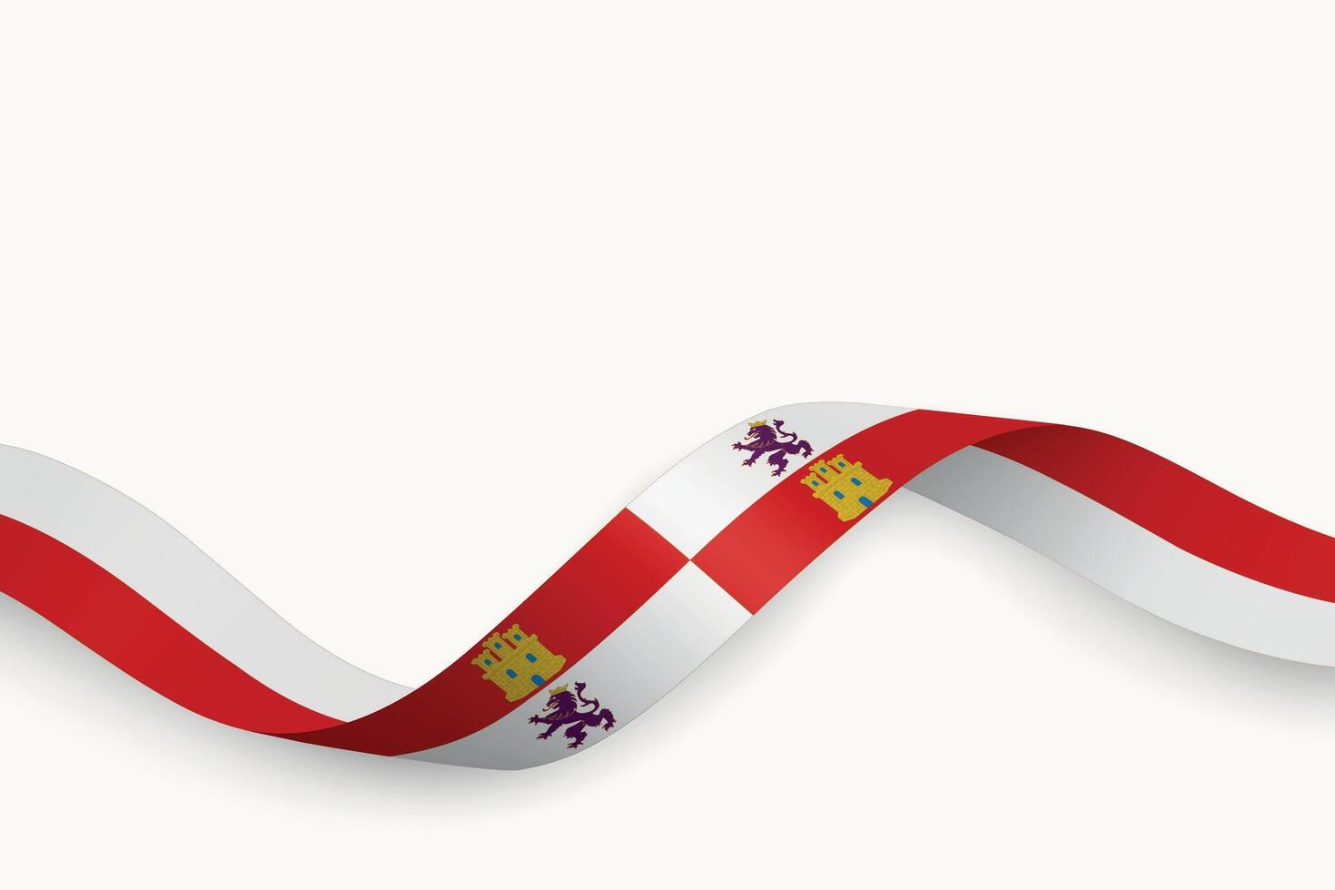 Castile and Leon flag on Waving ribbon. Autonomous community of Spain vector