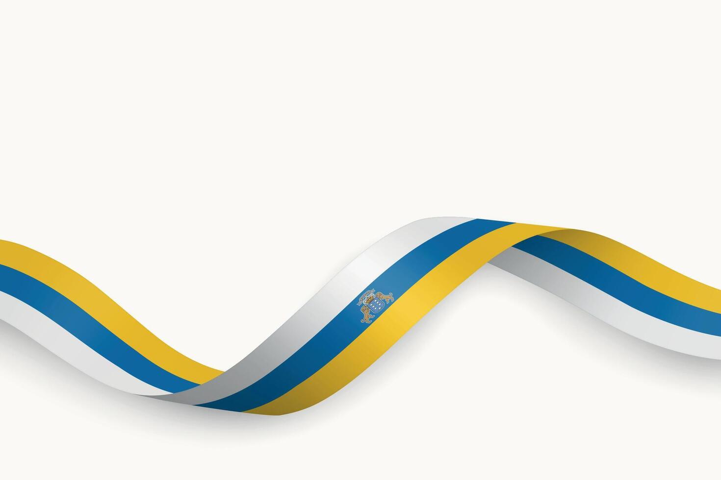Canary Islands flag on Waving ribbon. Autonomous community of Spain vector