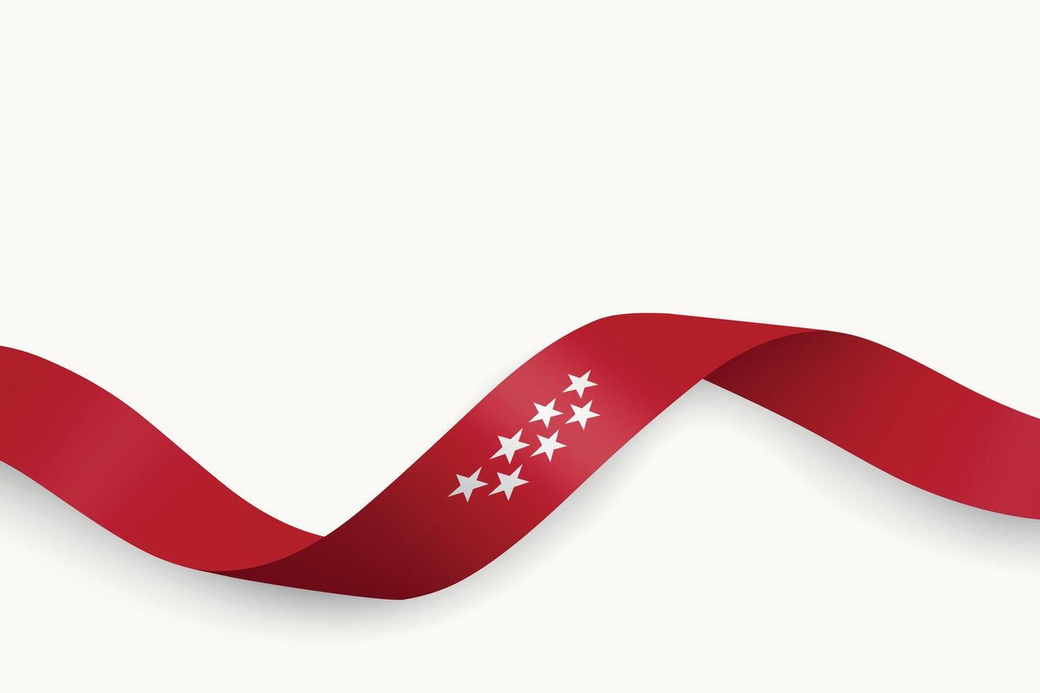 Madrid flag on Waving ribbon. Autonomous community of Spain vector
