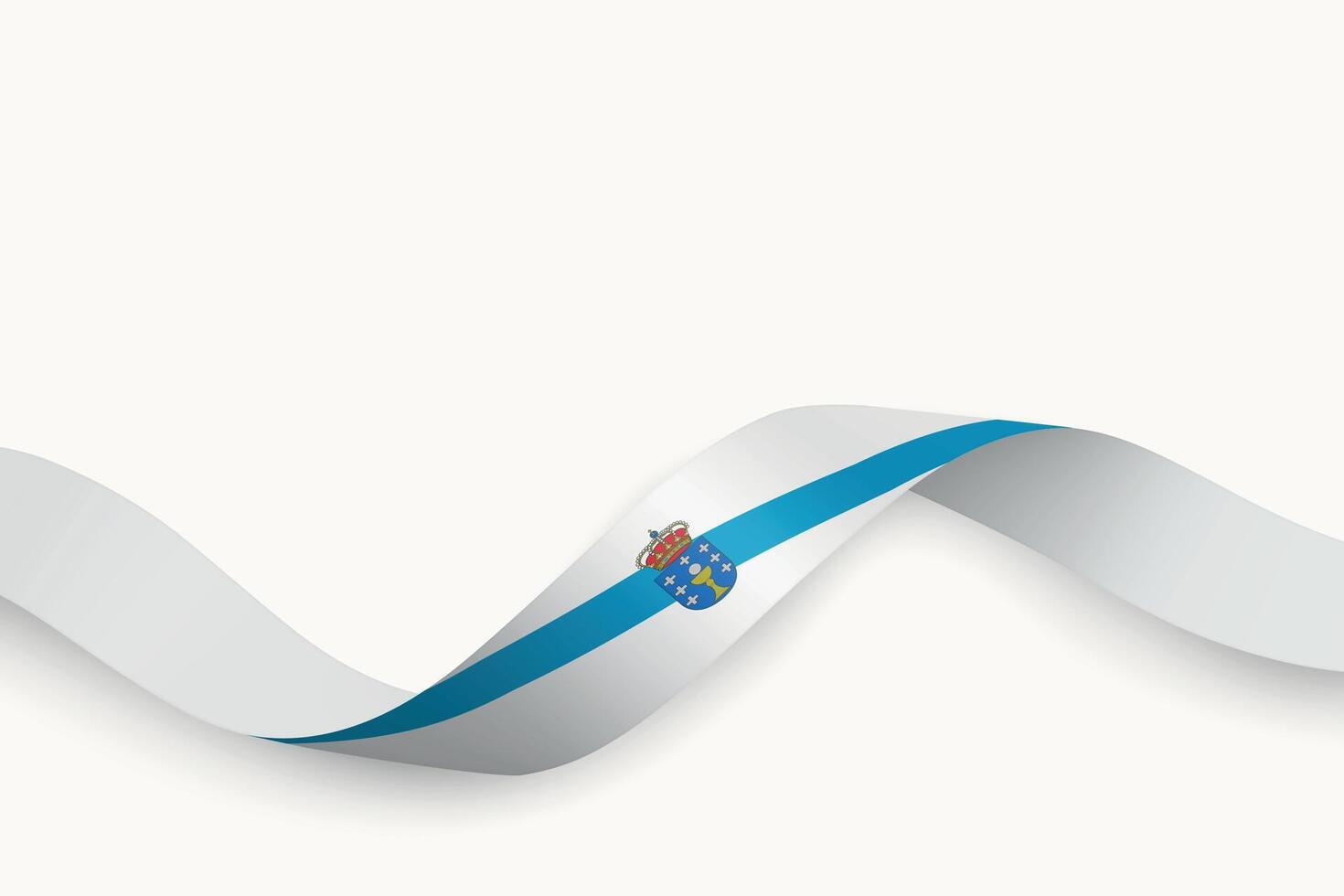 Galicia flag on Waving ribbon. Autonomous community of Spain vector
