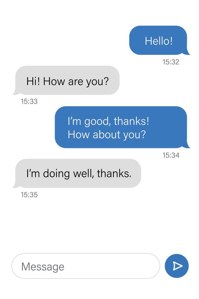 Messaging App Chat Screen with Speech Bubbles Displayed vector