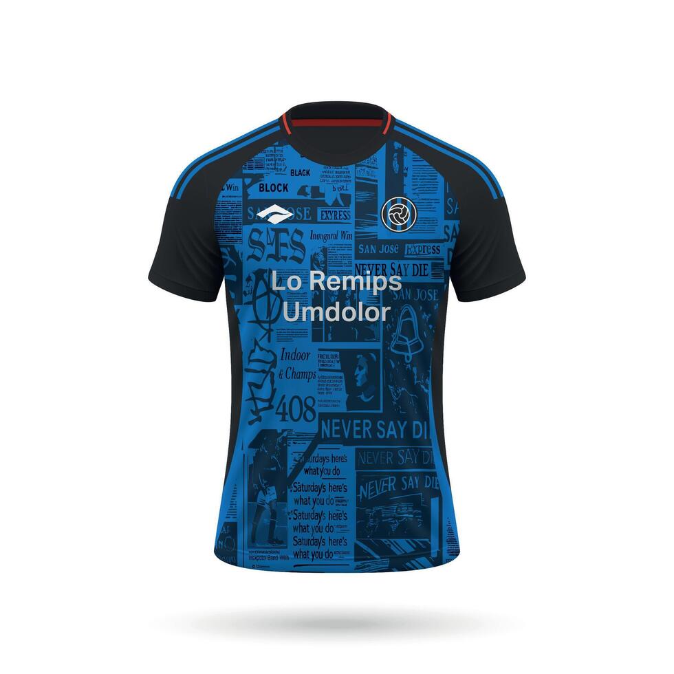 3d realistic soccer jersey in San Jose style, football club shirt template vector