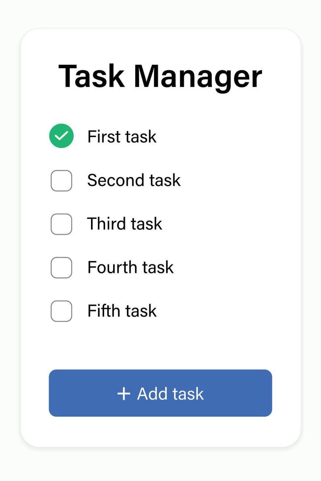 Task Manager App with To Do List and Checkboxes Interface vector