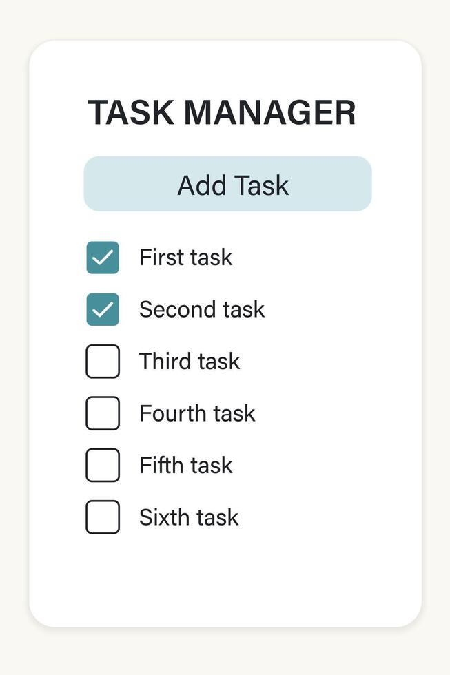 Task Manager App with Checkboxes Interface vector
