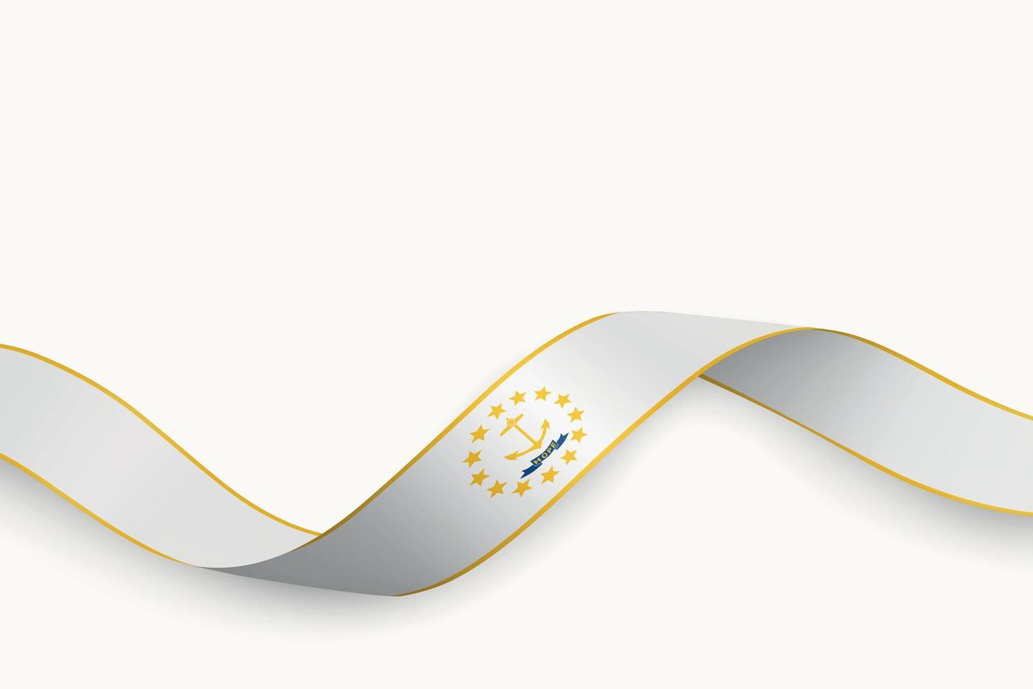 Rhode Island Flag on Waving Ribbon. State of United States vector