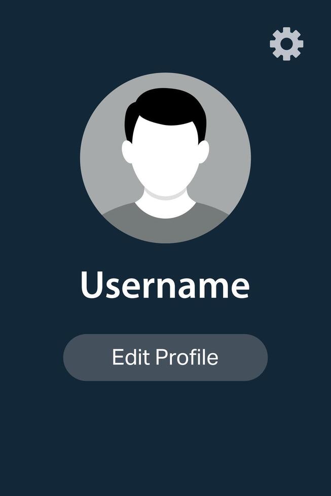User Profile Screen with Avatar, Username, and Settings vector
