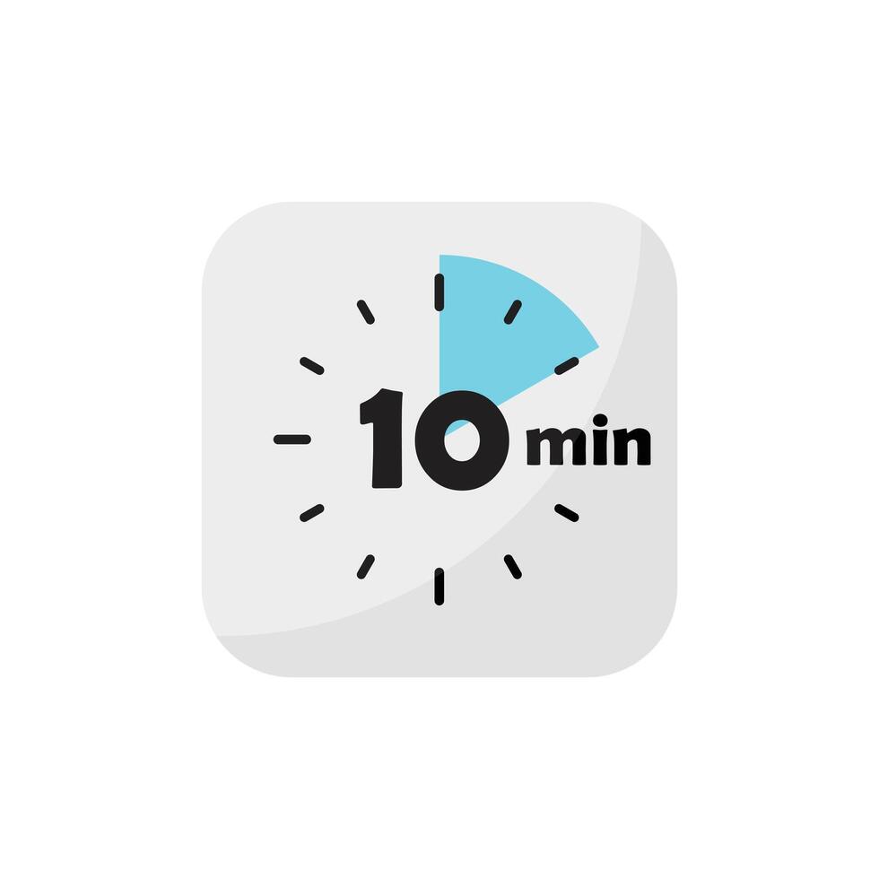 10 minute timer icon on white background vector