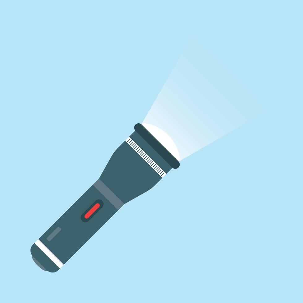 A flashlight is shown on a blue background vector