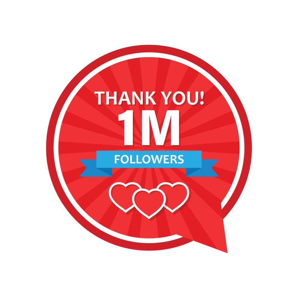 Thank you 1m followers badge vector