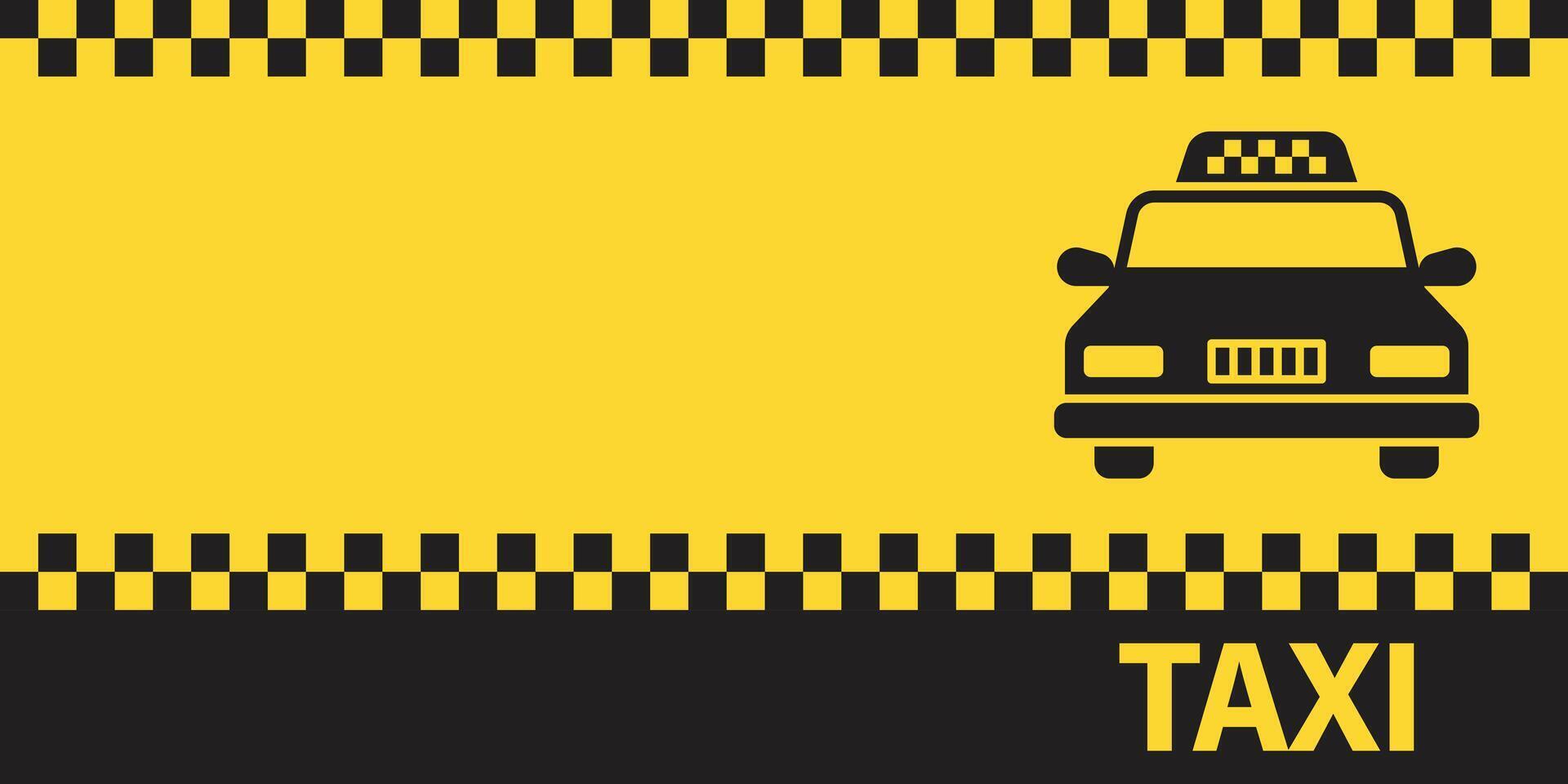 A taxi cab on a yellow background with a black and white checkered background vector