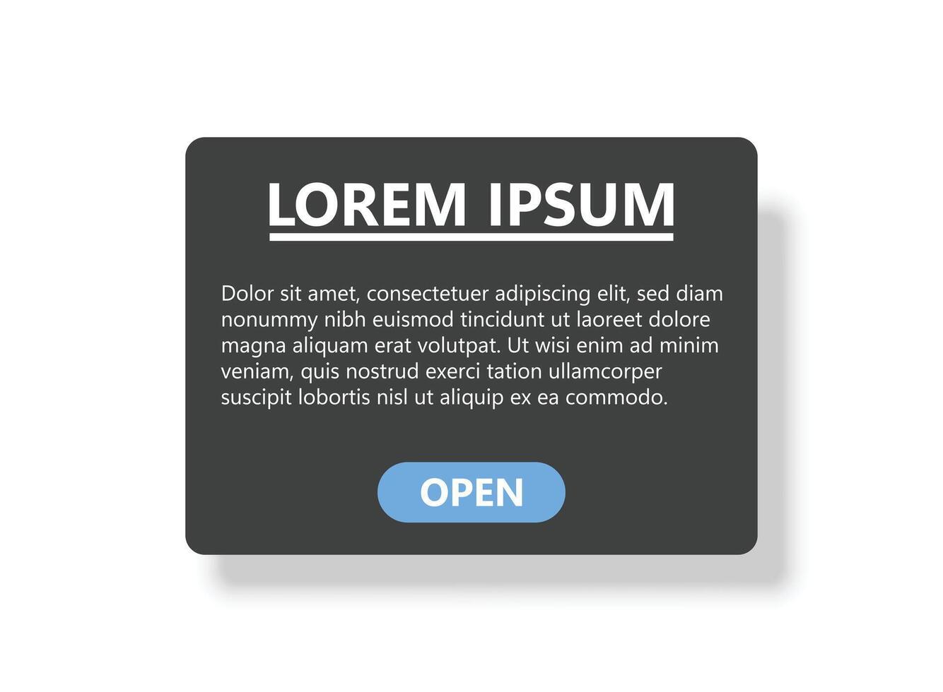 An open button with the text lorem ipsum vector