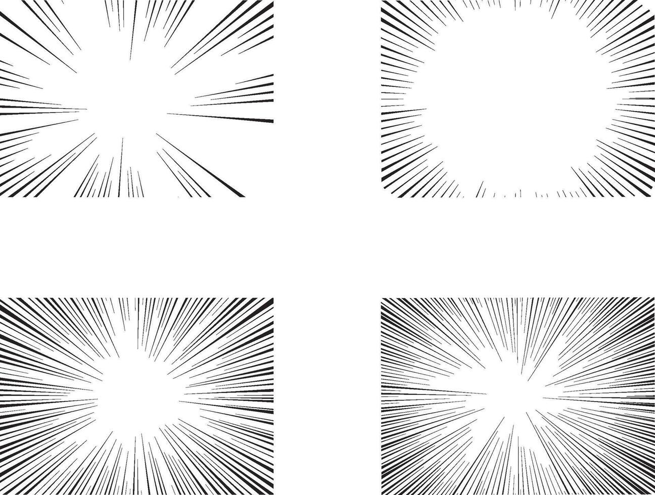 Manga speed lines. Comic book action lines isolated on transparent background. Manga anime action frame lines. Abstract explosive template vector