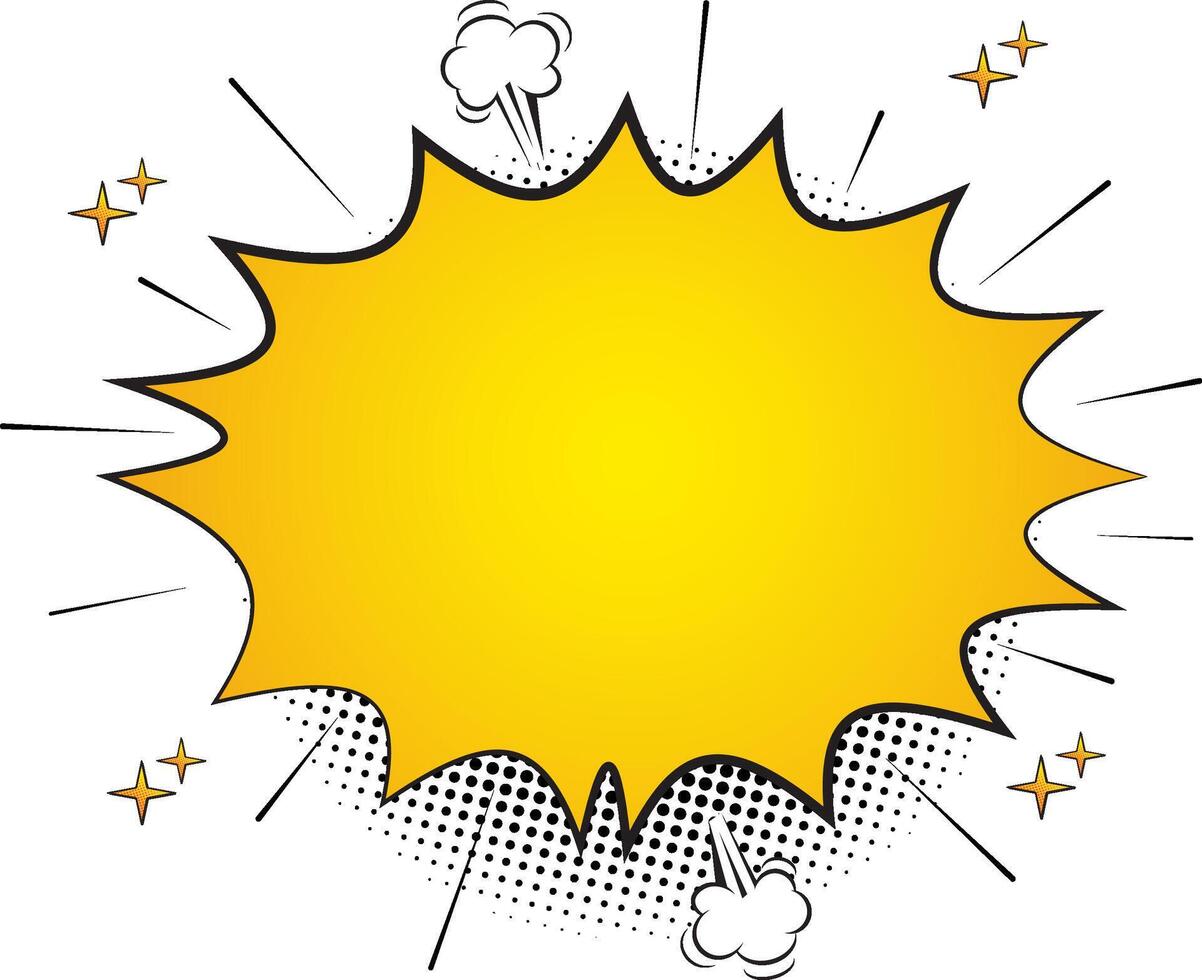 Comic book explosion effect. Yellow burst speech bubble. Cartoon effects explosion design element vector