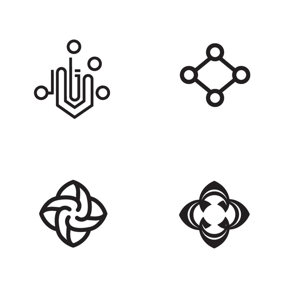 Monochrome dollar business company logo symbol silhouette illustration 4 set design for modern business cards mobile wallets and company logo presentations vector