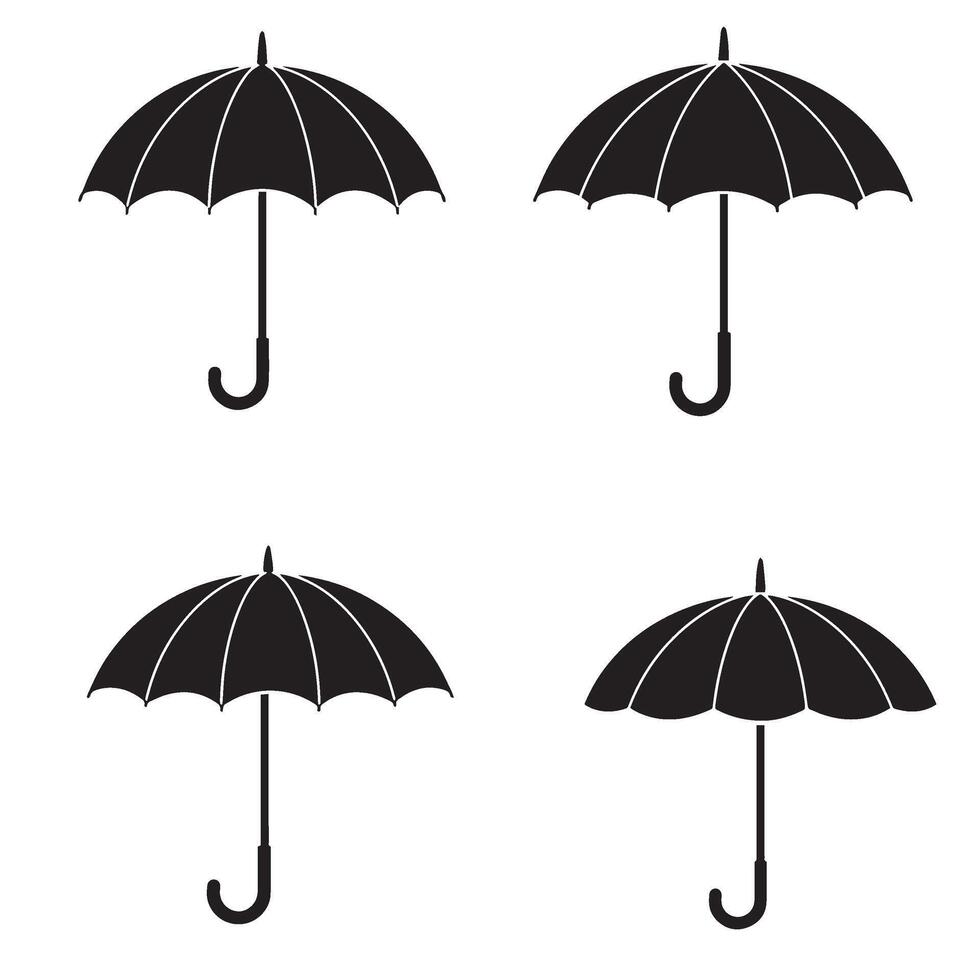 umbrella silhouette illustration 4 set design perfect for weather icon set travel protection theme rainy season graphics infographic elements and digital or print illustration needs vector