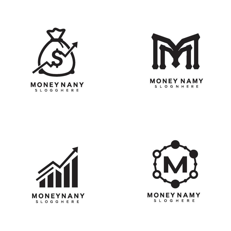Scalable dollar business company logo symbol silhouette illustration 4 set design created for financial planning companies savings groups and investment firm branding vector