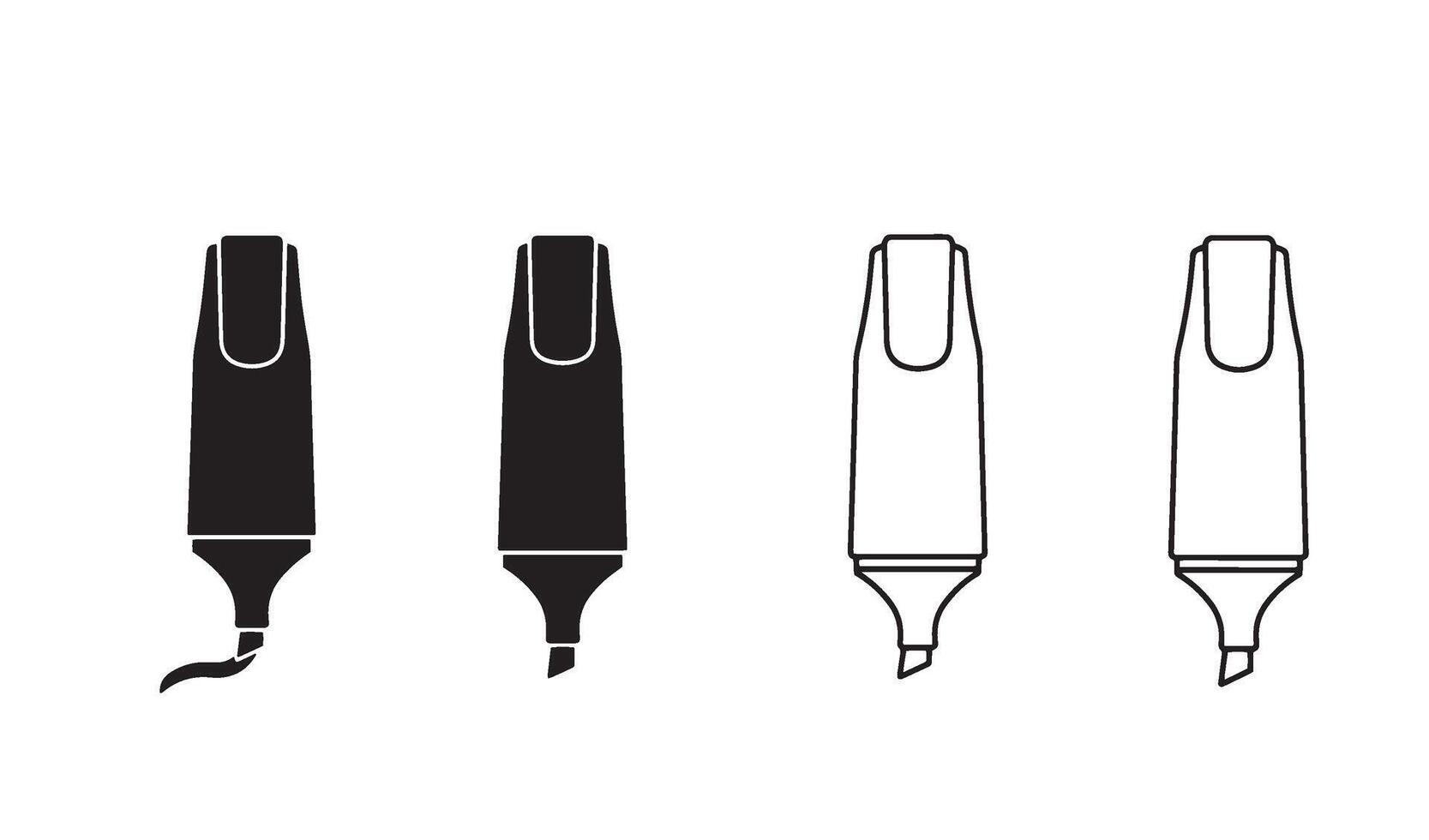 Unique highlighter tip pen logo illustration set in minimal silhouette design for brand pack vector
