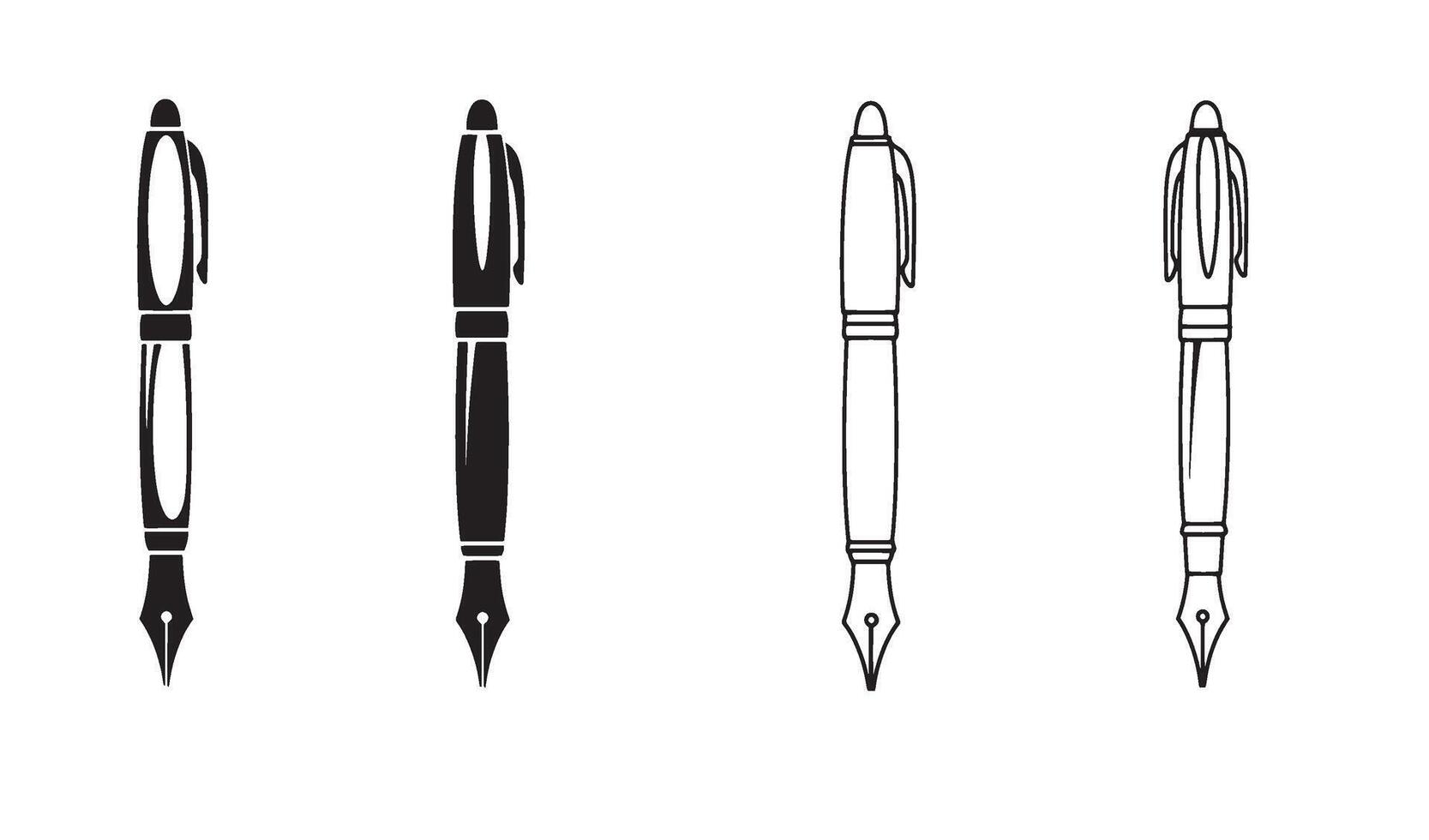 Handcrafted pen quill signature symbol set in fine line art perfect for author and writing logos vector