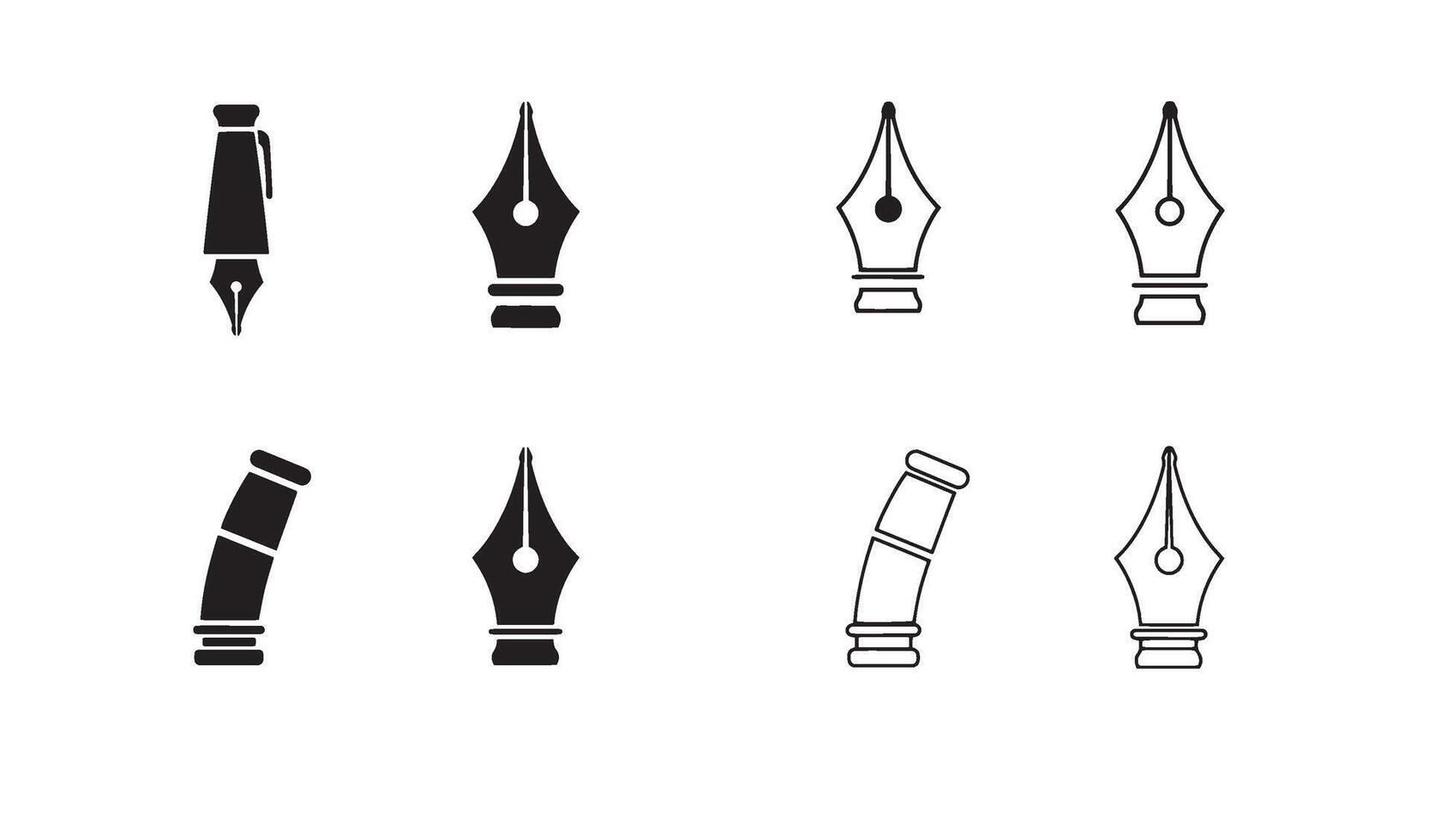 Pen and quill signature logo identity set designed in clean line art for literature theme business vector