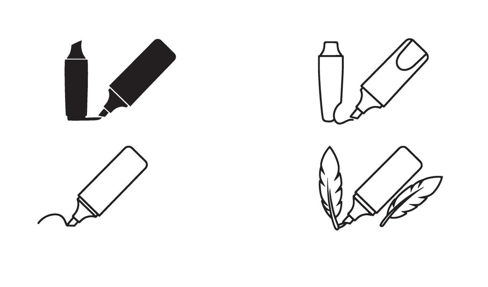 Ink highlighter pen logo pack silhouette illustration perfect for document editing tool brand vector