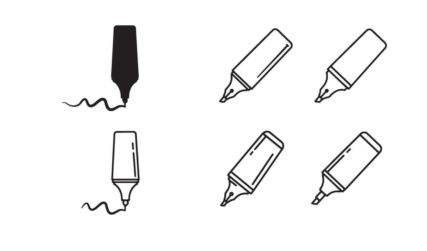 Quill ink pen logo set in clean line art illustration ideal for author branding and logo creation vector