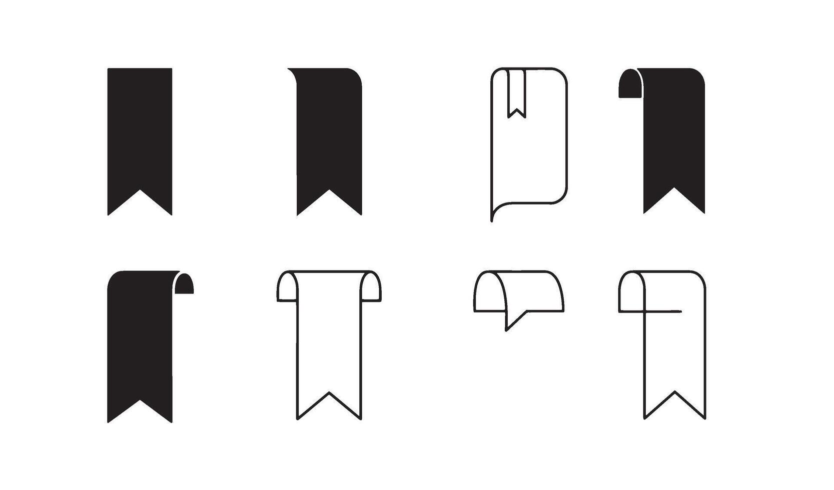 Classic bookmark logo pack designed in clean line art for literature publishing and book themes vector