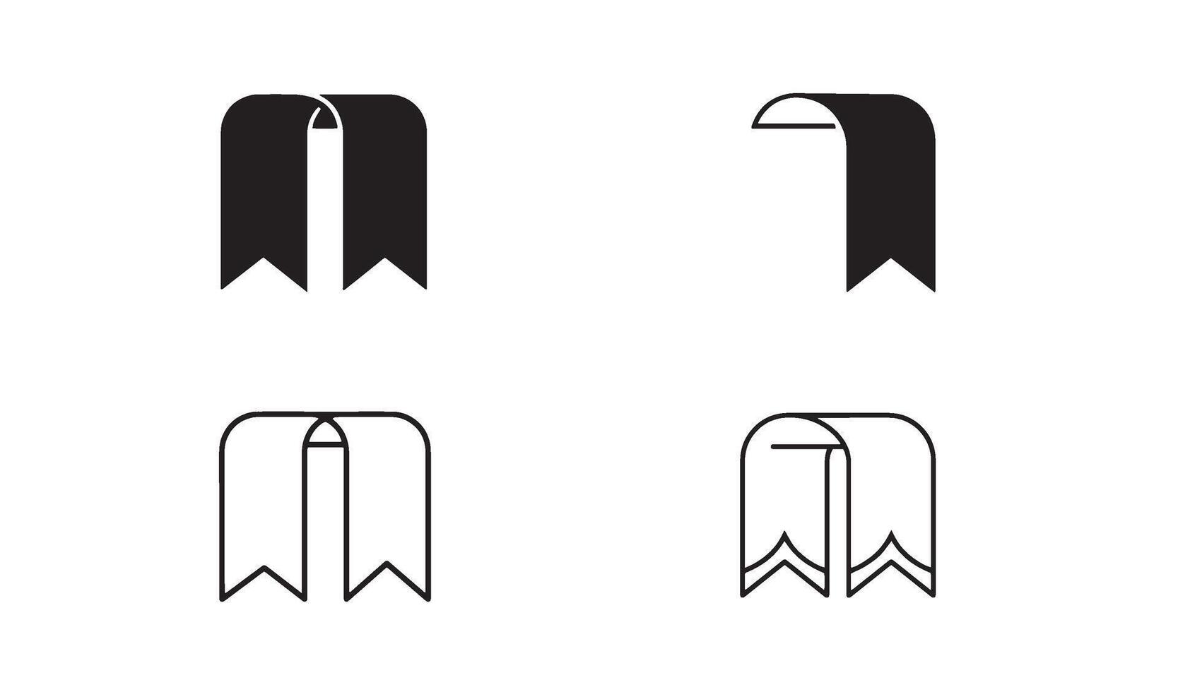 Handmade bookmark icon logo set silhouette style perfect for book club and education tools vector