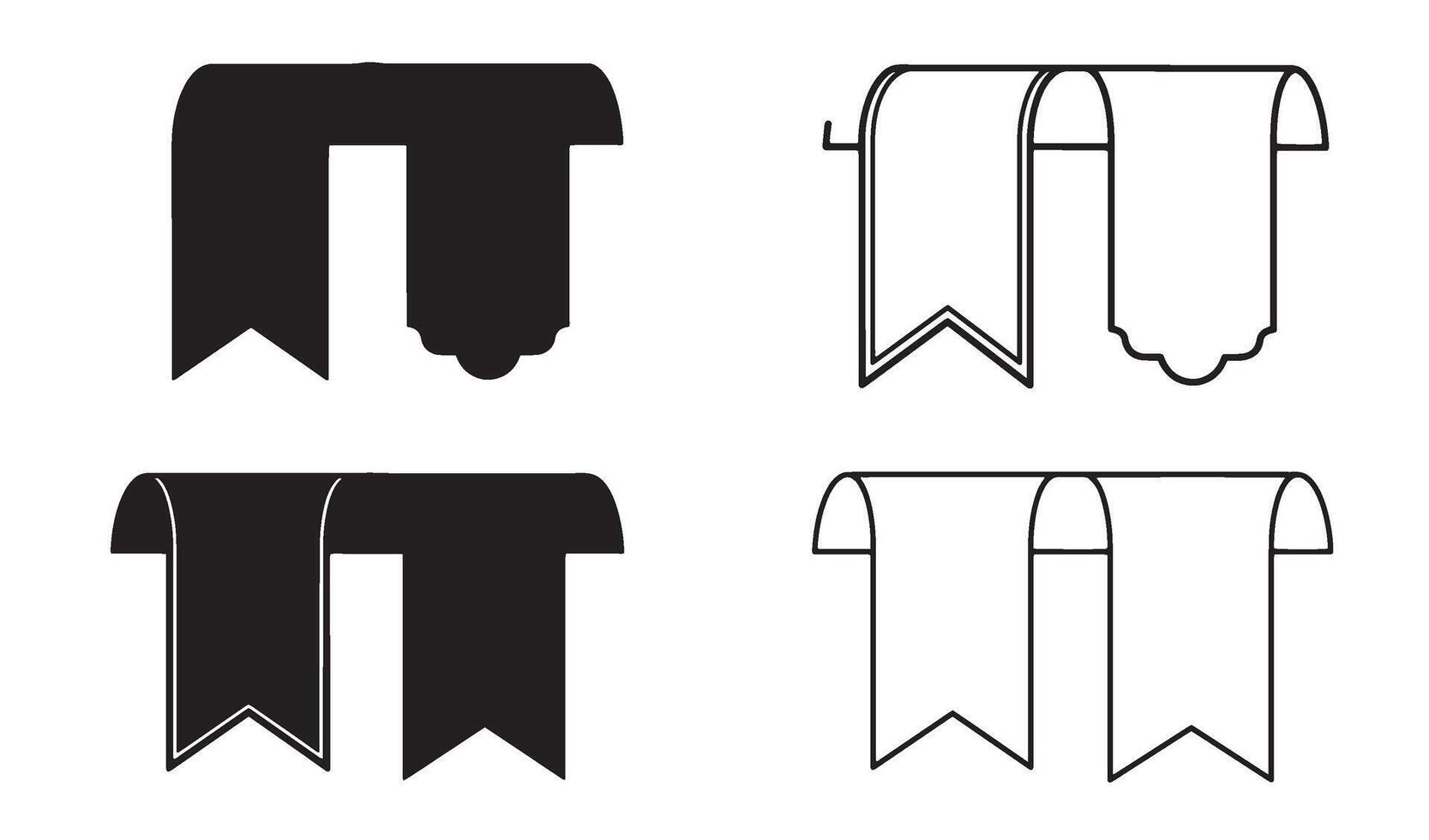 Book and bookmark symbol logo set in minimal silhouette illustration for classic library themes vector