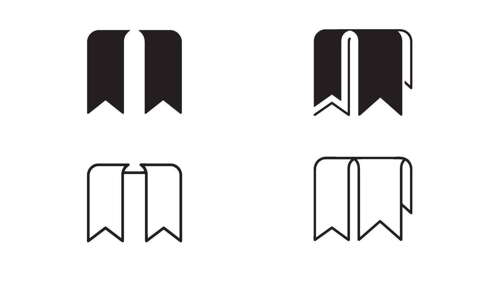 Creative bookmark logo bundle in line art illustration style for elegant book related branding vector