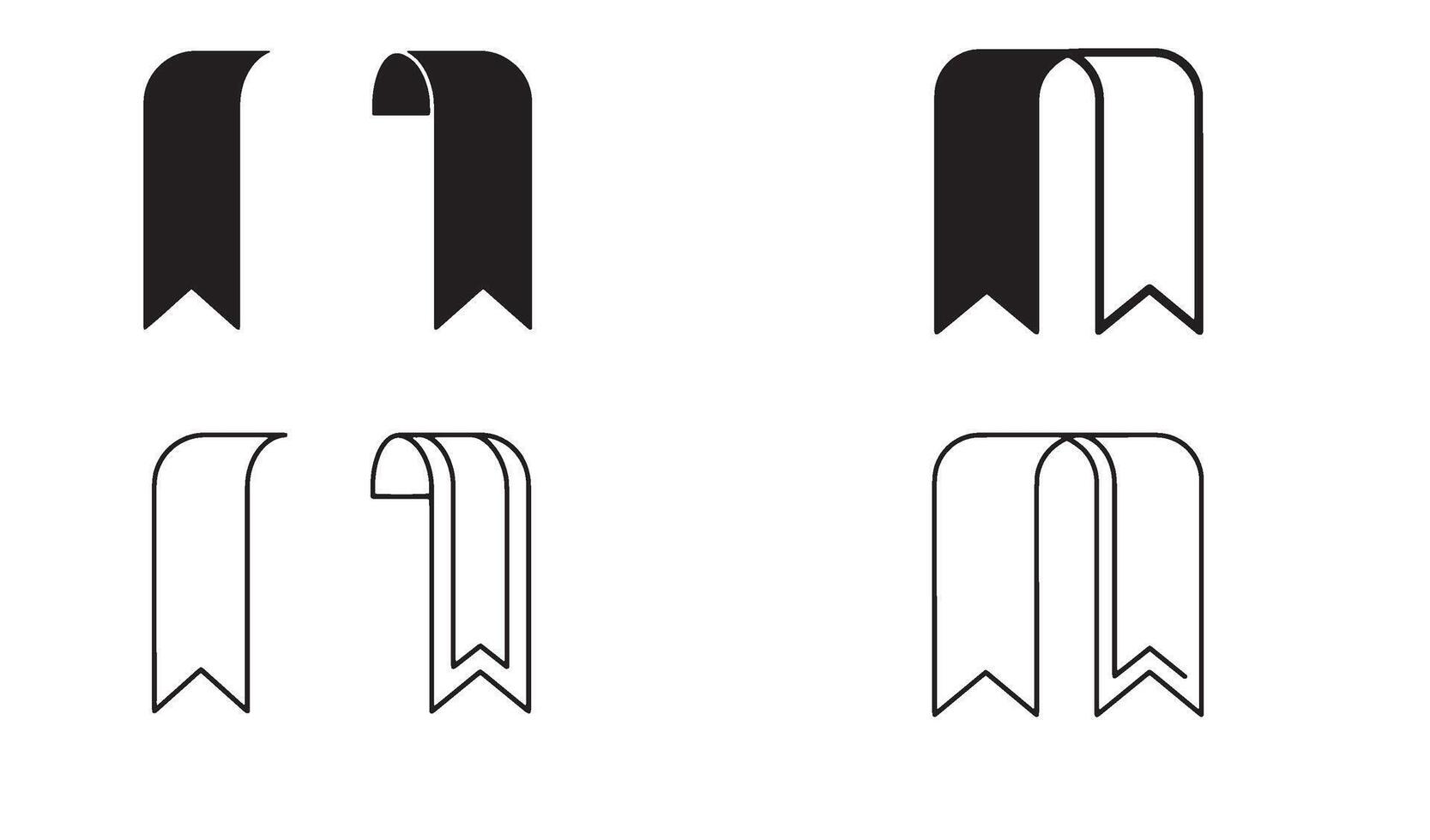 Classic bookmark design logo set in outline illustration perfect for reading and branding project vector