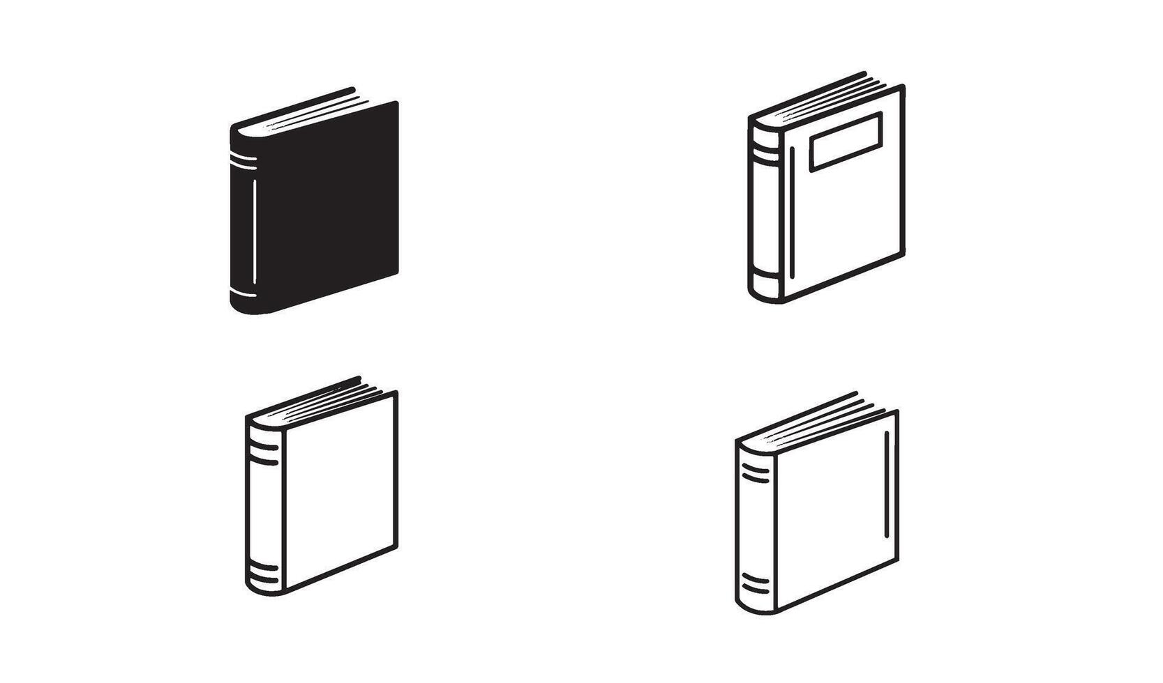 Book logo symbol set in minimal line art illustration perfect for library branding and design vector