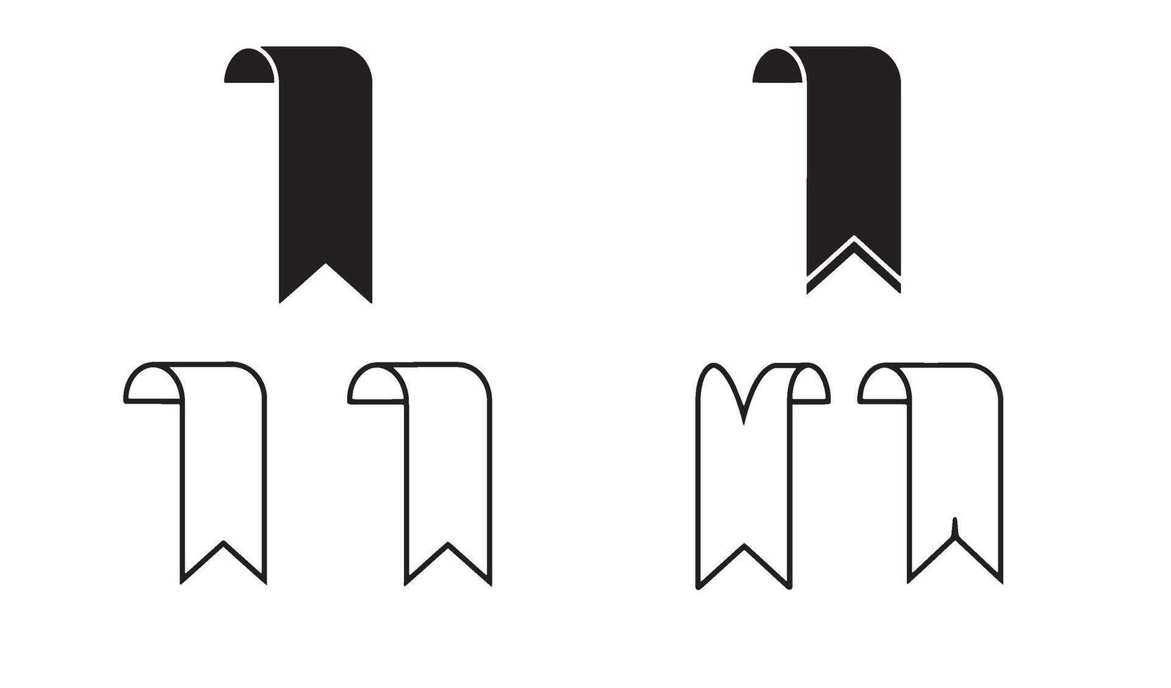 Modern bookmark logo symbol set in minimal illustration style for creative identity branding vector