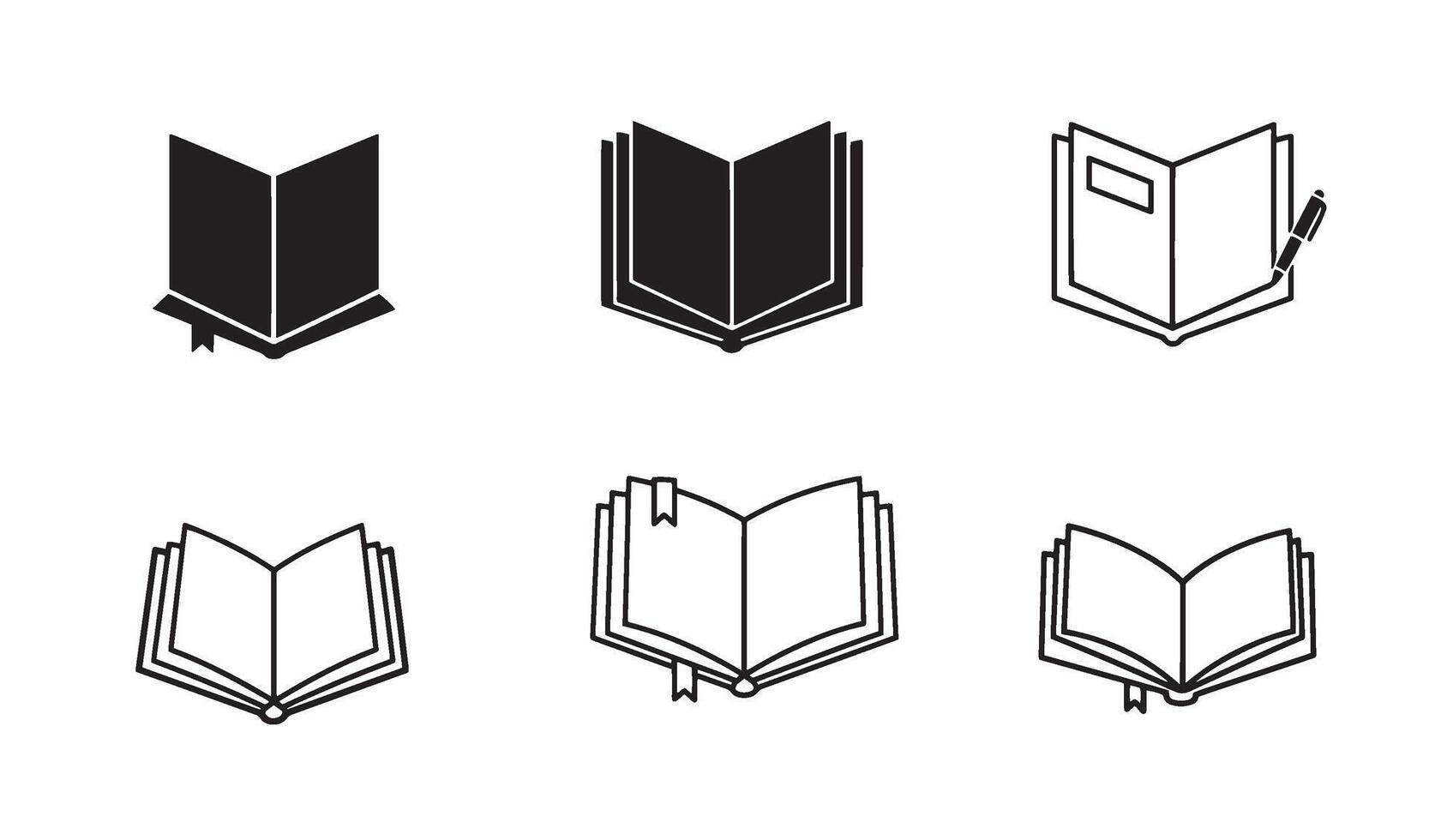 Silhouette book logo collection with elegant symbol set for education and publishing identity vector