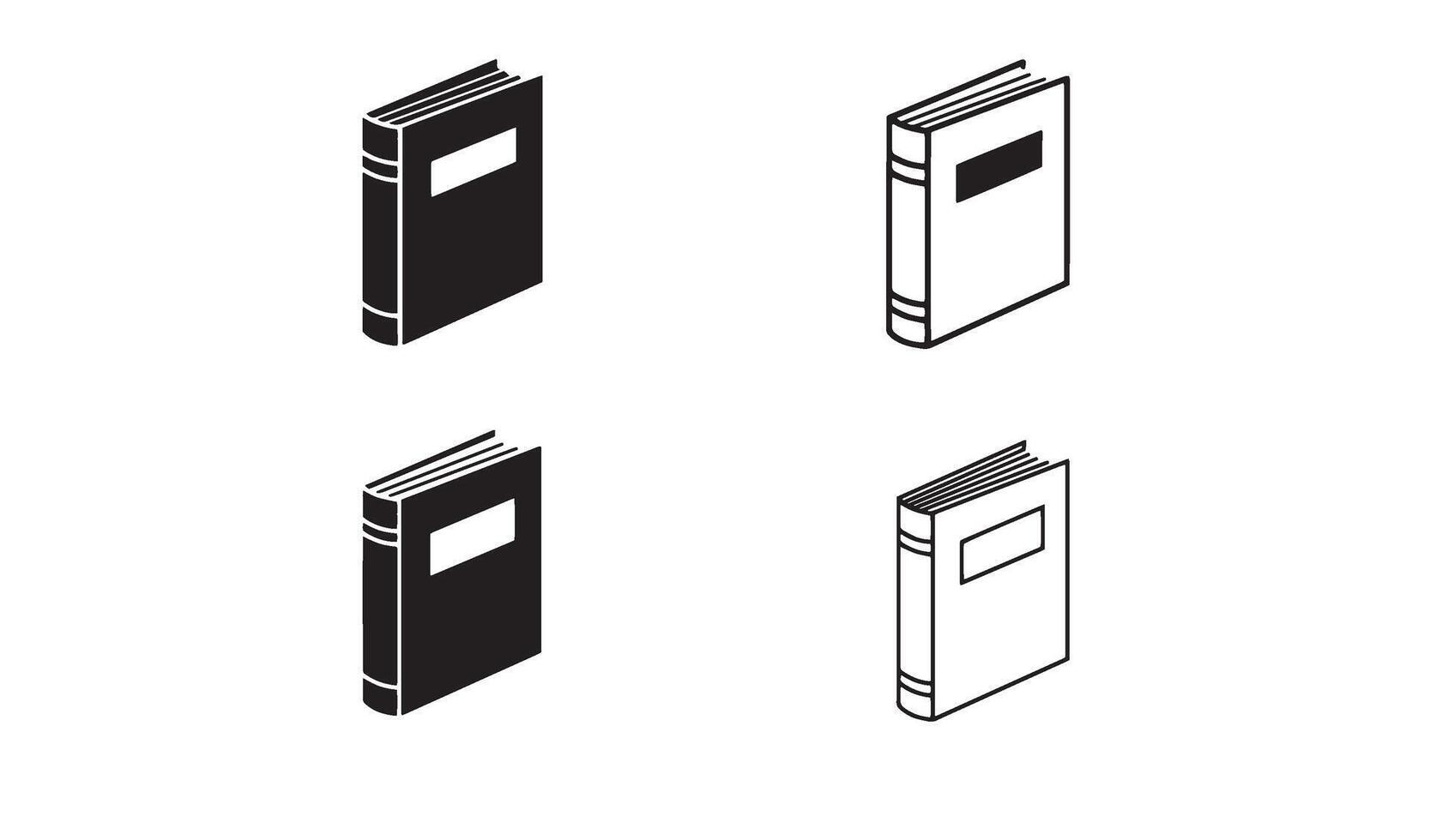 Minimalist book logo symbol set in elegant silhouette style for creative academic identity branding vector