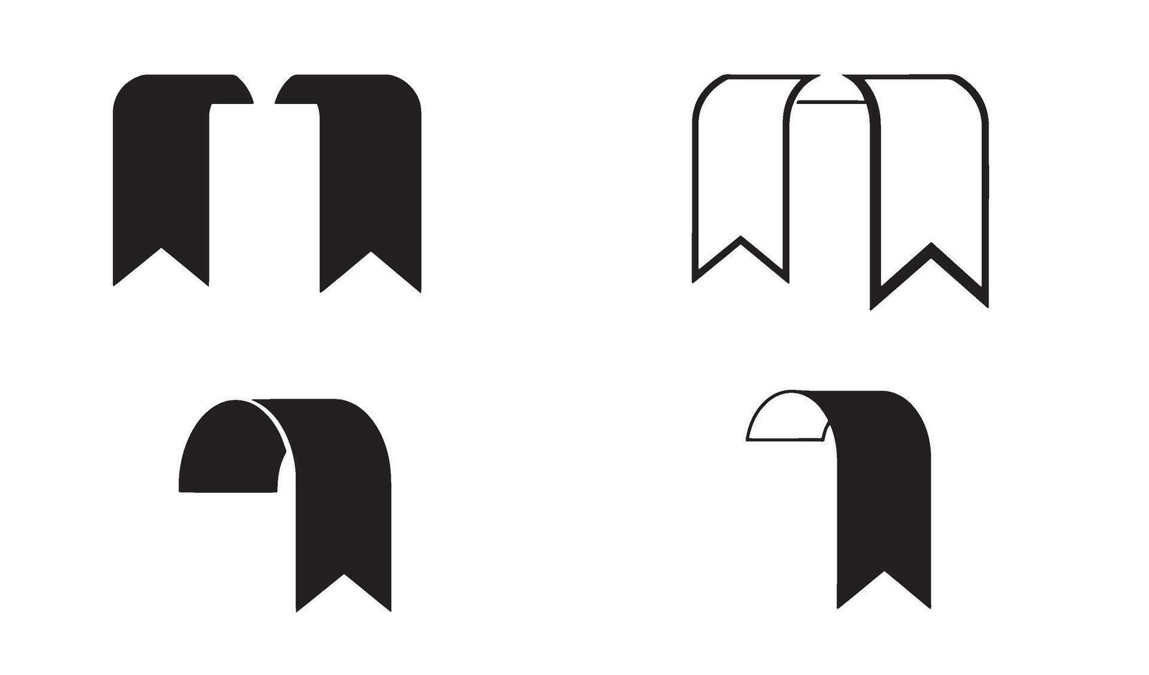 Bookmark design logo set in hand drawn line art perfect for reading tools and book lovers vector