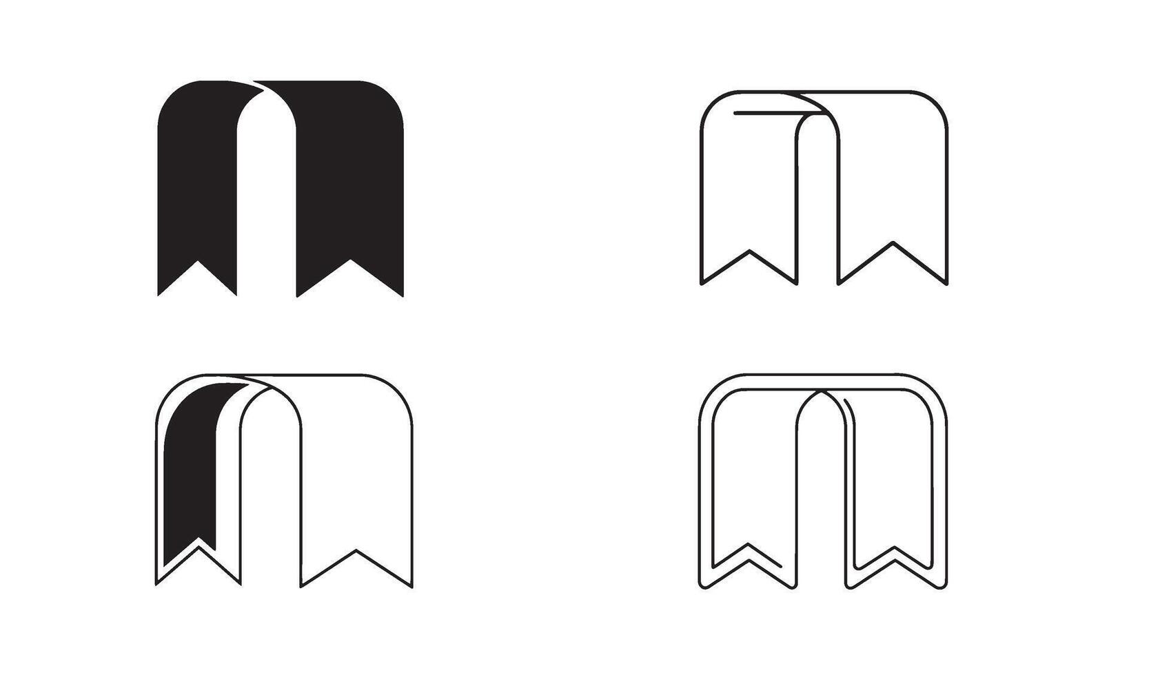 Silhouette bookmark symbol set for school reading education and library branding designs vector