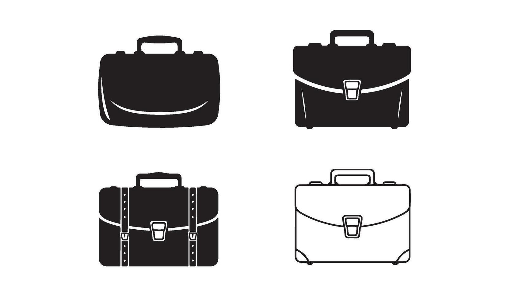 Classic briefcase symbol set designed in line art for professional tools and office gear branding vector