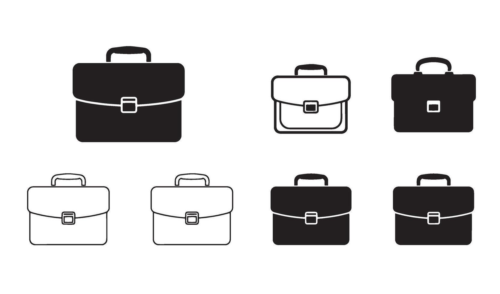 Office bag and briefcase silhouette set perfect for branding presentation and business identity vector