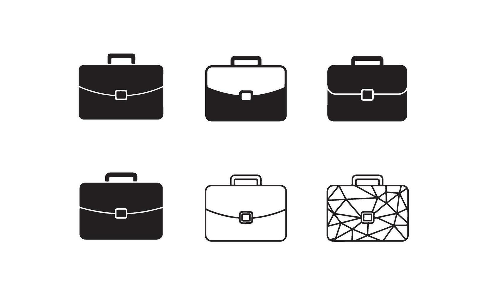 Minimal briefcase bag symbol set in silhouette style for elegant business and company branding vector