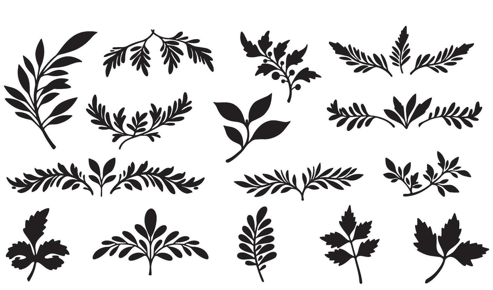 Nature theme flower and leaf bundle silhouette style for product design and packaging artwork vector