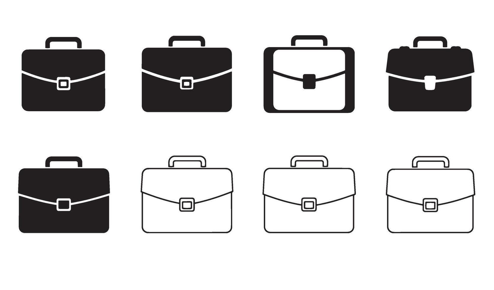 Line art briefcase bag icon set designed for corporate brand tools and office accessory themes vector