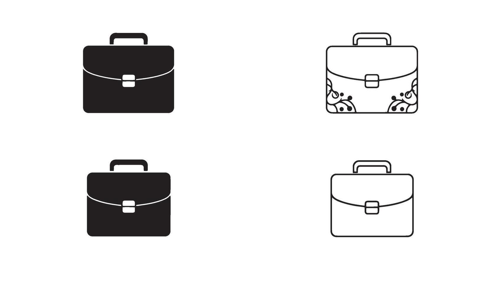 Elegant briefcase icon logo set with silhouette style for office branding and organization themes vector