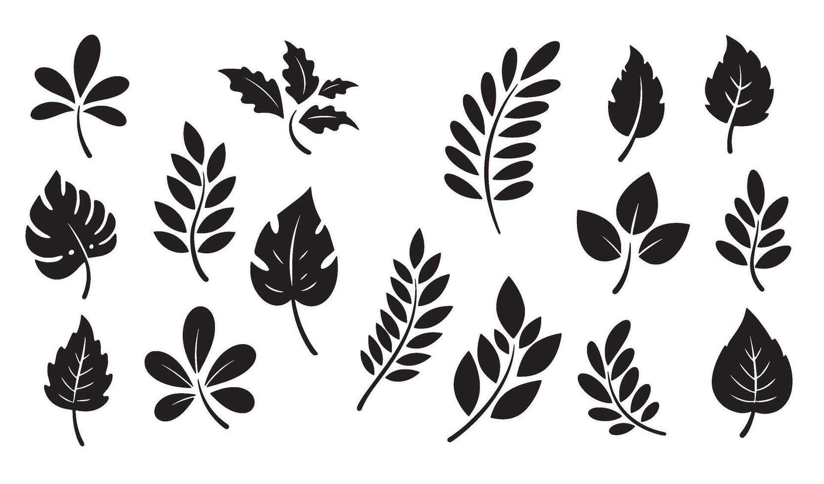 Silhouette flower leave bundle perfect for wedding invitations logos and botanical decoration vector