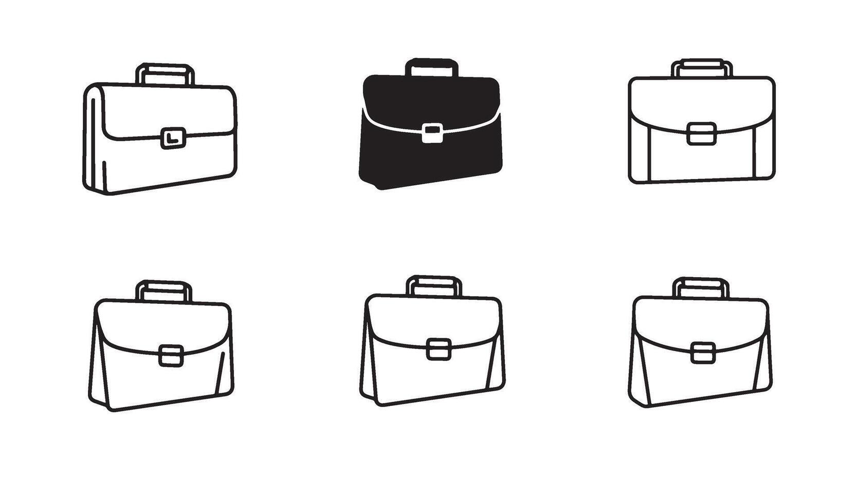 Outline briefcase bag design set ideal for business presentation branding and corporate logo vector
