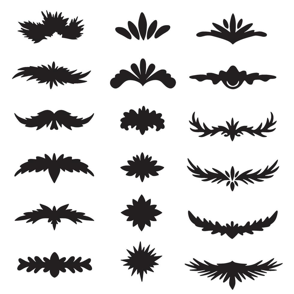 Elegant flourish swill ornament bundle set in hand drawn silhouette style for print vector