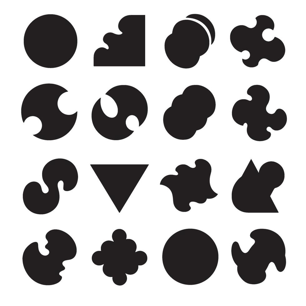 Creative bundle layout of abstract shapes in silhouette grid for product and graphic design vector