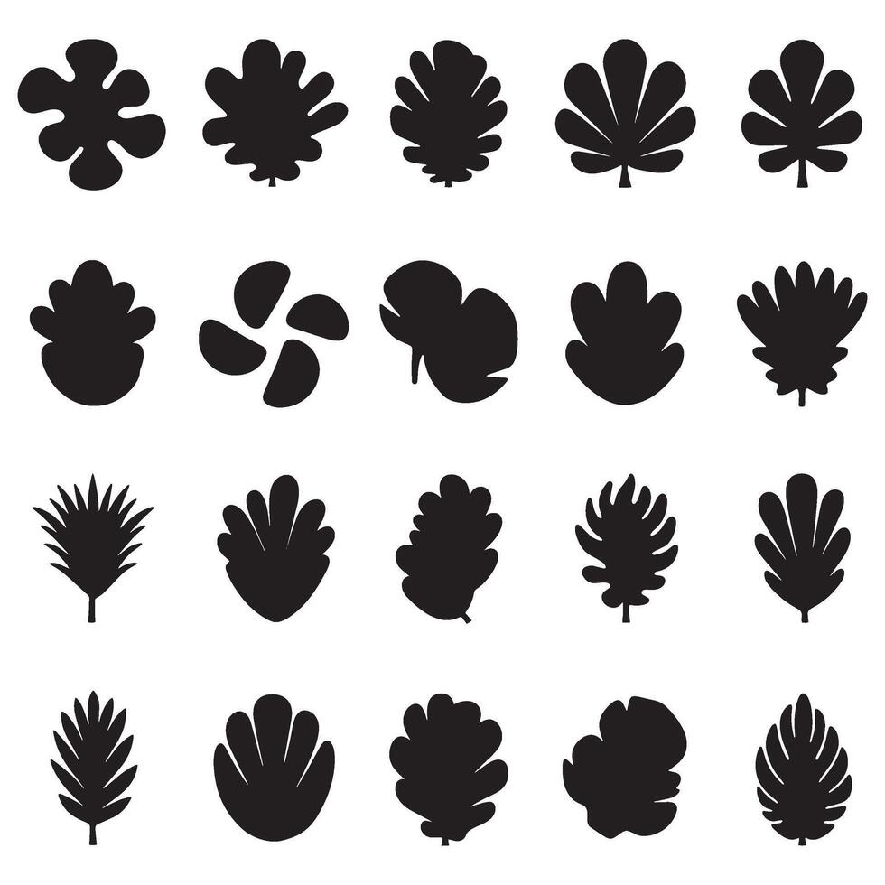 Minimal abstract shape bundle in silhouette organized in structured grid for layout design vector